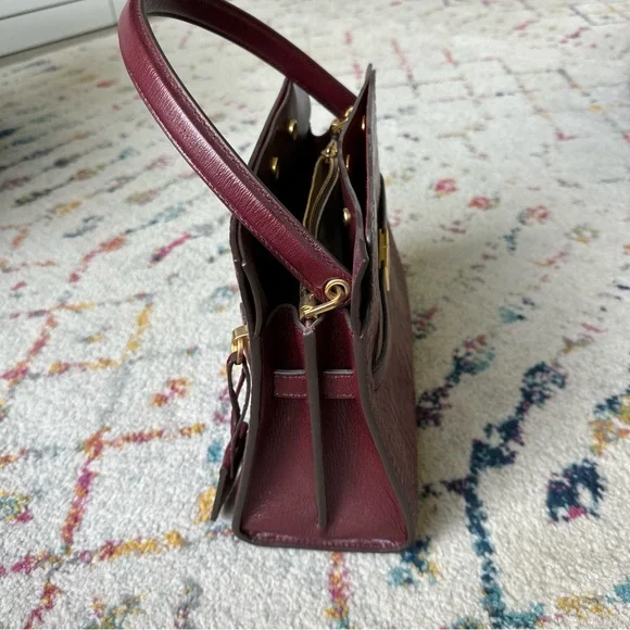 Tory Burch Lee Radziwill Embossed Small Double Bag in Roma Red - Picture 4 of 15